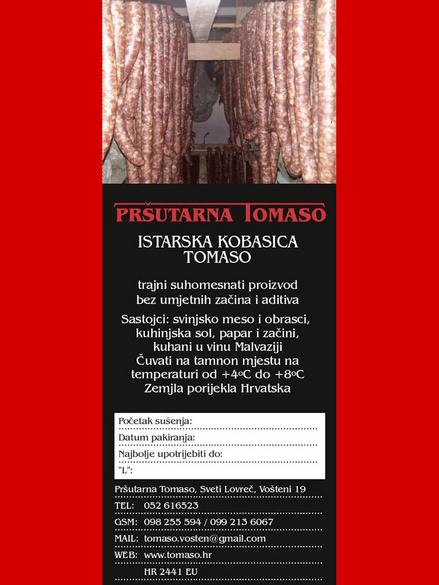 Istrian dried sausages (kobasice)