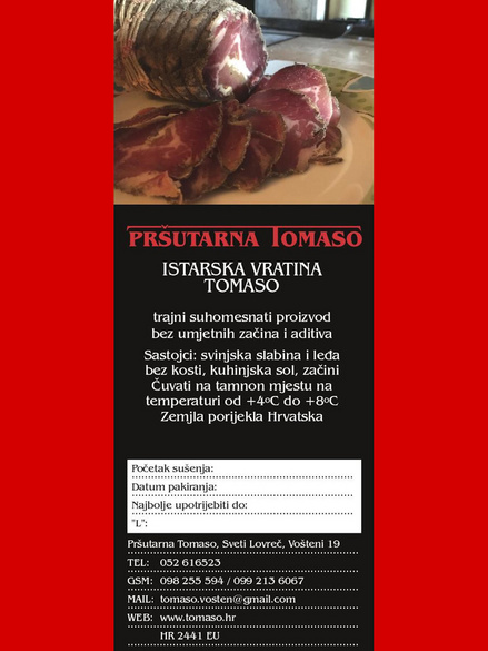 Istrian dry cured pork collar (vratina)